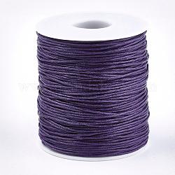 Cordones de hilo de algodón encerado, púrpura medio, 1mm, Aproximadamente 100 yardas / rollo (300 pies / rollo)