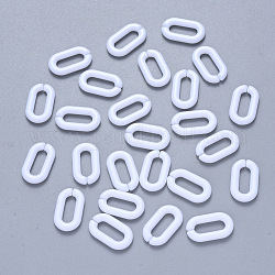 Anneaux de liaison acryliques opaques, connecteurs à liaison rapide, pour la fabrication de chaînes de câble de bijoux, ovale, blanc, 14x8.5x2.5mm, diamètre intérieur: 9x3 mm