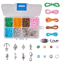 DIY Bracelet Making, with Alloy Pendants, Alloy Links, Acrylic Beads, Glass Seed Beads and Iron Jump Rings, Mixed Color, 11x7x3cm
