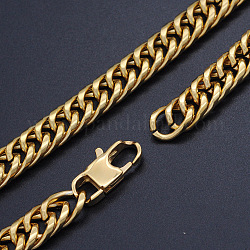 Мужские 201 цепные ожерелья из нержавеющей стали с кубинскими звеньями, с карабин-лобстерами , граненые, золотые, 22 дюйм (56 см), 12.5 мм