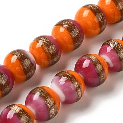 Cristal de murano hebras, redondo, naranja oscuro, 12mm, agujero: 1.2 mm, aproximamente 45 pcs / cadena, 19.29'' (49 cm)