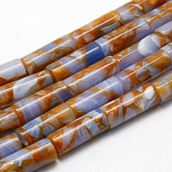 Synthetic Regalite/Imperial Jasper/Sea Sediment Jasper Bead Strands, Dyed, Column, Chocolate, 15x6mm, Hole: 1mm, about 26pcs/strand, 15.7inch