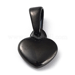 Chapado iónico (ip) 304 encantos de acero inoxidable, corazón inflado, negro, 10x9x3mm, agujero: 6x2.5 mm