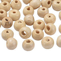 Natural Wood Beads, Round Wooden Loose Beads Spacer Beads for Jewelry Making, Light Yellow, 7~8x6~7mm, Hole: 3mm, about 9000pcs/1000g