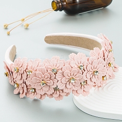 Blumenstoff-Strass-Haarbänder, breiter Haarschmuck für Frauen Mädchen, rosa, 150x138 mm