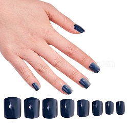 Наборы для ногтей, с пластиковыми наконечниками для ногтей 24 шт., 24шт двухсторонний клей для ногтей желе, берлинская лазурь, 14.5~23x7~14 мм, о 24 шт / комплект
