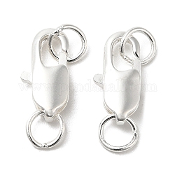 Brass Lobster Claw Clasps, with Jump Rings, 925 Sterling Silver Plated, 12x6x2.5mm, Hole: 3mm