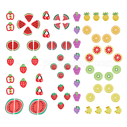 Sunnyclue 72 piezas 18 estilos cabujones de frutas abalorios de limo sandía fresa cereza manzana uva cabujón de resina plana para la fabricación de joyas decoraciones manualidades accesorios para el cabello diy multicolor