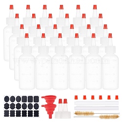 Bouteilles pressables graduées en plastique, avec embout rouge, Bouteille injectable durable pour le ketchup, sauces, sirop, pansements, Art et Bricolages, blanc, 3.6x9.2 cm, capacité: 60 ml