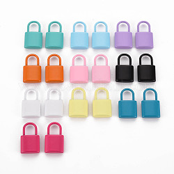 Spray Painted Alloy Pendants, Cadmium Free & Lead Free, Padlock, Mixed Color, 18.5x11x4mm, Hole: 5.5x6mm