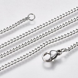 Collares de cadena de bordillo de 304 acero inoxidable, con cierre de pinza, color acero inoxidable, 21.65 pulgada (55 cm)