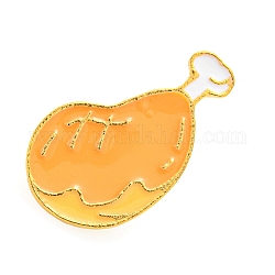 食べ物をテーマにしたエナメルピン  バックパックの服のための黄金の合金のブローチ  鶏ドラムスティック  オレンジ  27x15x1.5mm