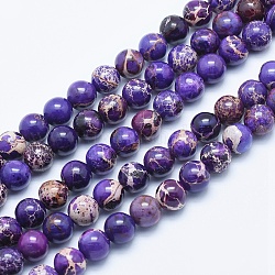 Natural Imperial Jasper Beads Strands, Dyed, Round, Purple, 8mm, Hole: 1mm, about 49pcs/strand, 15.7 inch