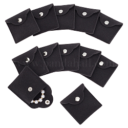 Quadratische Schmuckbeutel aus Samt, Schmuck-Geschenktüten mit Druckknopf, für Ring-Halskette-Ohrring-Armband, Grau, 5.9x6x0.9 cm
