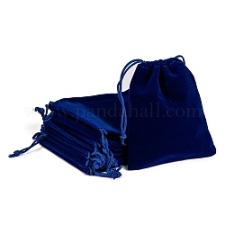Bolsas de terciopelo rectángulo, bolsas de regalo, azul oscuro, 12x10 cm