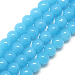 Nachahmung Jade Glasperlen , Runde, Deep-Sky-blau, 6 mm, Bohrung: 1 mm, ca. 50 Stk. / Strang, 13 Zoll