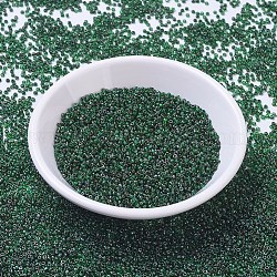 MIYUKI Round Rocailles Beads, Japanese Seed Beads, 11/0, (RR4507) Transparent Green Picasso, 11/0, 2x1.3mm, Hole: 0.8mm, about 1100pcs/bottle, 10g/bottle