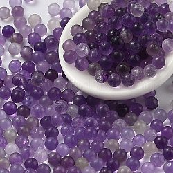Perles d'améthyste naturelle, sans trou, ronde, 3mm