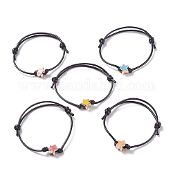 Star Beaded Cord Bracelet, Adjustable Friendship Bracelet for Women, Mixed Color, Inner Diameter: 2-1/2~3-1/2 inch(6.4~8.9cm) 