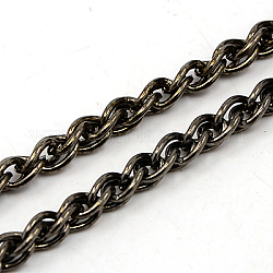 Iron Wheat Chains, Foxtail Chain, Unwelded, with Spool, Twist Oval, Gunmetal, 8x5.5x1mm, about 164.04 Feet(50m)/roll
