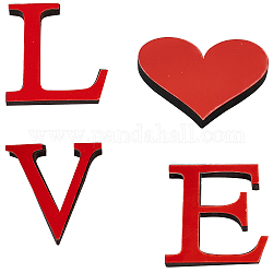 Acrylic Mirror Wall Stickers Decal, with EVA Foam, Word LOVE, Red, 4sets/bag