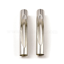 Brass Tube Beads, Hollow Curved Tube, Platinum, 32x5mm, Hole: 4.5mm