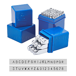 Iron Metal Stamps Set, for Imprinting Metal, Wood, Plastic, Leather, Platinum, 2boxes/set