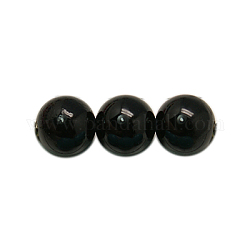 Синтетических черный камень бисер нитей, окрашенные, чёрные, 12 мм, отверстие : 1 мм, 34 шт / нитка, 16 дюйм
