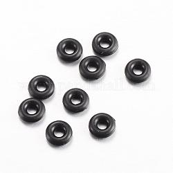 Gummi-O-Ringe, Donut Abstandsperlen, passen europäische Clip-Stopperperlen, Schwarz, 2 mm