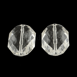 Los abalorios de acrílico transparente hexagonal facetas, Claro, 25x18.5x8mm, agujero: 2 mm