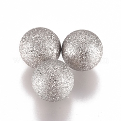 304 Stainless Steel Textured Beads, No Hole/Undrilled, Round, Stainless Steel Color, 8mm