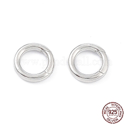 925 anello a molla in argento sterling placcato rodio, anello, platino, 12x2mm, diametro interno: 8mm