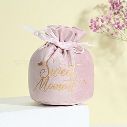 Pochettes à cordon en velours, bonbons sacs cadeaux fête de noël mariage faveurs sacs, rose, 15x13 cm
