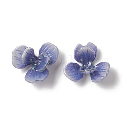 Tapas de abalorios de resina opaca, multi-pétalo, flor, acero azul, 18.5x17x8mm, agujero: 0.9 mm