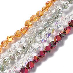Chapelets de perles en verre électroplaqué, mixedstyle, pépites, couleur mixte, 7x6.5x6mm, Trou: 0.9mm, Environ 90 pcs/chapelet, 24.41 pouce (62 cm)
