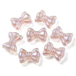 Placcatura uv perle acriliche trasparenti luminose, si illuminano al buio, bowknot, rosa nebbiosa, 24.5x32.5x12mm, Foro: 4 mm