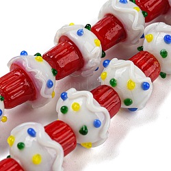 Chapelets de perles vernissées manuelles, champignons, rouge, 15x13mm, Trou: 1.4mm, Environ 20 pcs/chapelet, 12.40 pouce (31.5 cm)
