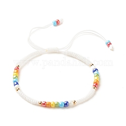 Bracelet en perles de rocaille de verre, bracelet réglable pour femme, colorées, diamètre intérieur: 2-3/8~3-3/4 pouce (5.9~9.6 cm)