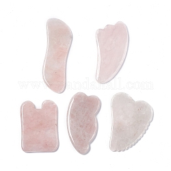 Натуральный розовый кварц гуа-ша доски, очищающие массажные инструменты, средство гуаша для рельефа лица и тела, разнообразные, 81.5~125x35.5~58x7 мм