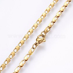 304 in acciaio inossidabile collane a catena foglio, con chiusure moschettone, oro, 19.69 pollice (50 cm), 2.5mm, link: 6x2.5x1.5 mm