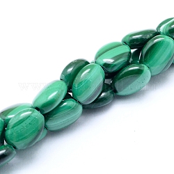 Chapelets de perles en malachite naturelle, ovale, 9.5~10x8x5mm, Trou: 0.8mm, Environ 43 pcs/chapelet, 15.75 pouce (40 cm)