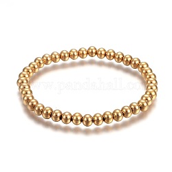 201 Stainless Steel Stretch Bracelets, Round, Golden, 2-1/4 inch(5.6cm)