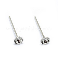 Accessoires de clous d'oreilles en fer, pour strass en rivoli, platine, Plateau: 3 mm, 13.5x3 mm, broches: 0.5 mm