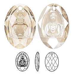 Pendentifs en cristal autrichien, passions de cristal, facettes bouddha, 6871, 001 gsha_cristal d'ombre d'or, 28x19.8x10mm, Trou: 2mm