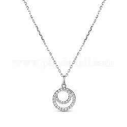 Tinysand 925 Sterling Silber Zirkonia Ring Anhänger Halsketten, Silber, 16.4 Zoll