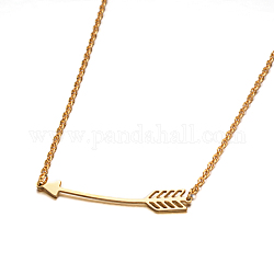 Arrow 304 Stainless Steel Pendant Necklaces, with Lobster Claw Clasps, Golden, 17.9 inch(45.5cm)