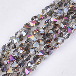 Chapelets de perles en verre électroplaqué, demi-plaqué, facette, colorées, 4~4.5x3~3.5x3.5mm, Trou: 1mm, Environ 150 pcs/chapelet, 17.3 pouce