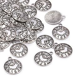 Pendente in lega stile tibetano,  cadmio& piombo libero, orologio, argento antico, 22x18x2mm, Foro: 2 mm
