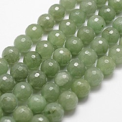 Chapelets de perles en aventurine vert naturel, facette, ronde, 8mm, Trou: 1mm, Environ 44 pcs/chapelet, 14.9 pouce ~ 15.1 pouces