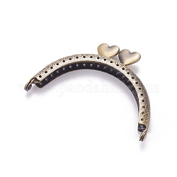 Iron Purse Frames, Bag Handle, for Bag Sewing Craft, Antique Bronze, 56x87x11.5mm, Hole: 1.5mm